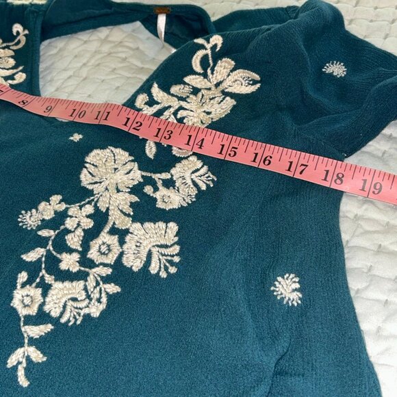 Free People Sweet Tennessee Embroidered Mini Dress size XS Teal - Picture 10 of 10